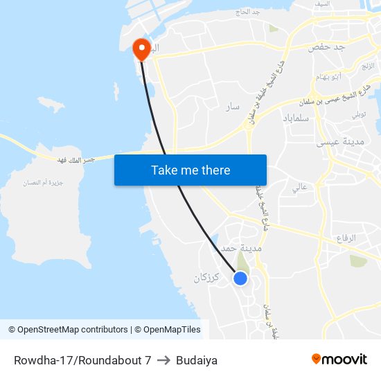 Rowdha-17/Roundabout 7 to Budaiya map
