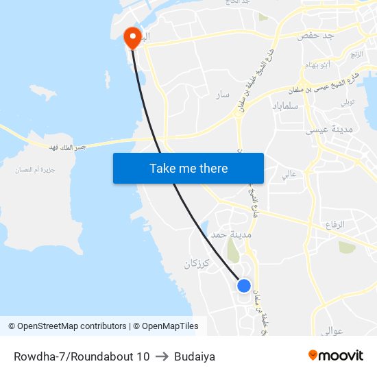 Rowdha-7/Roundabout 10 to Budaiya map