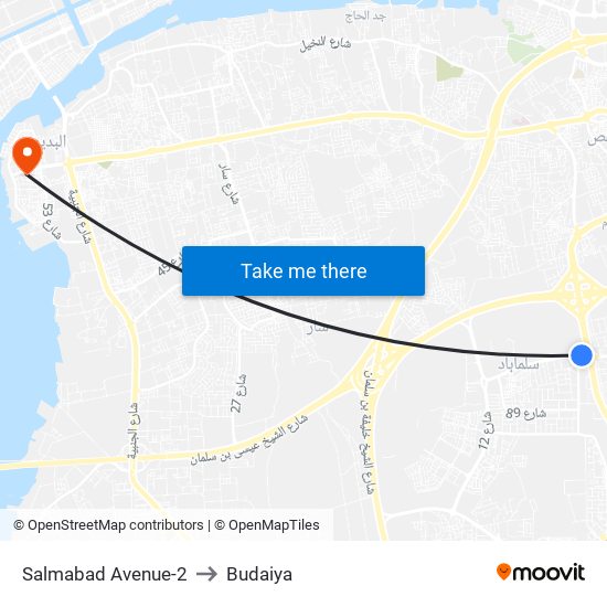 Salmabad Avenue-2 to Budaiya map