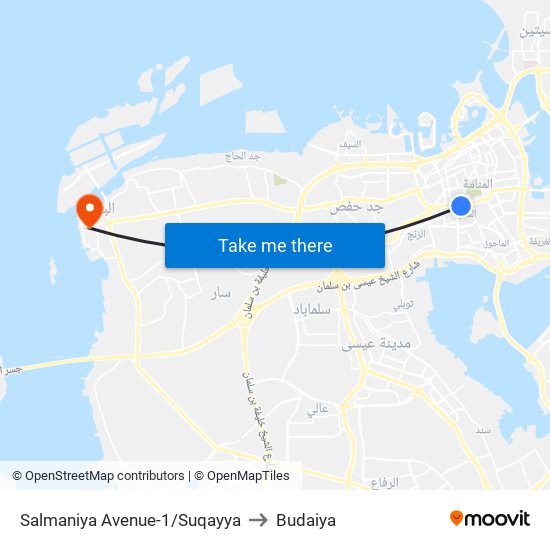 Salmaniya Avenue-1/Suqayya to Budaiya map
