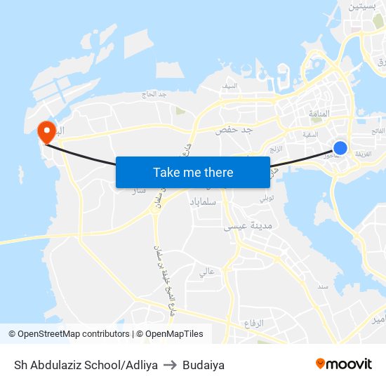 Sh Abdulaziz School/Adliya to Budaiya map
