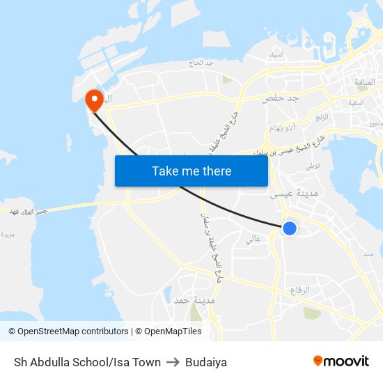 Sh Abdulla School/Isa Town to Budaiya map