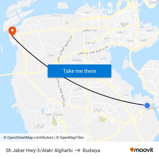 Sh Jaber Hwy-3/Alakr Algharbi to Budaiya map