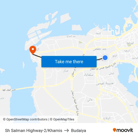Sh Salman Highway-2/Khamis to Budaiya map