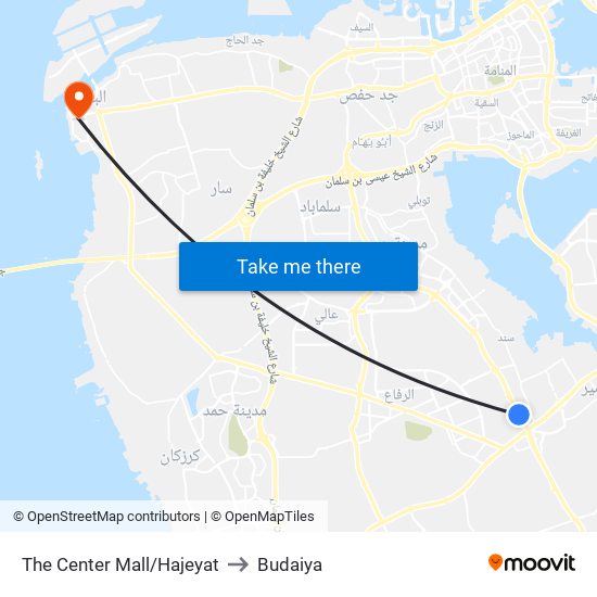 The Center Mall/Hajeyat to Budaiya map