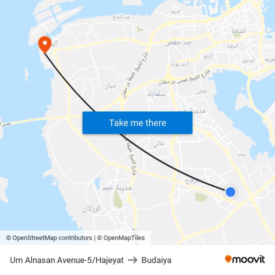 Um Alnasan Avenue-5/Hajeyat to Budaiya map