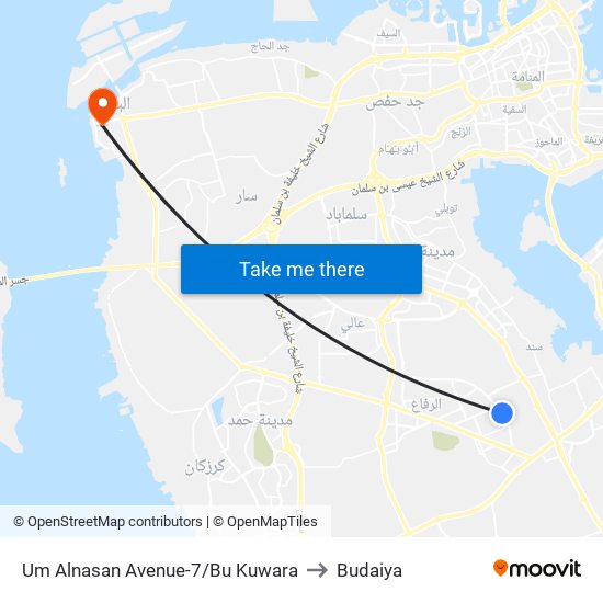 Um Alnasan Avenue-7/Bu Kuwara to Budaiya map