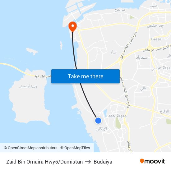 Zaid Bin Omaira Hwy5/Dumistan to Budaiya map
