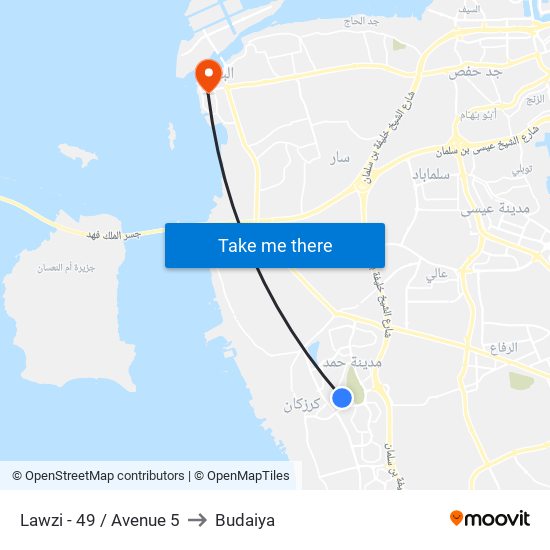 Lawzi - 49 / Avenue 5 to Budaiya map