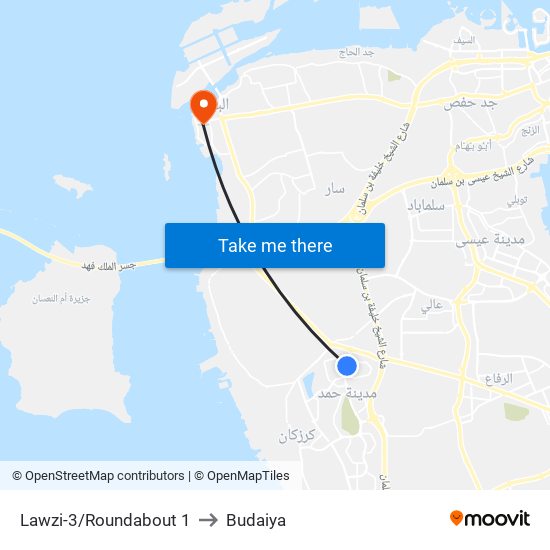 Lawzi-3/Roundabout 1 to Budaiya map