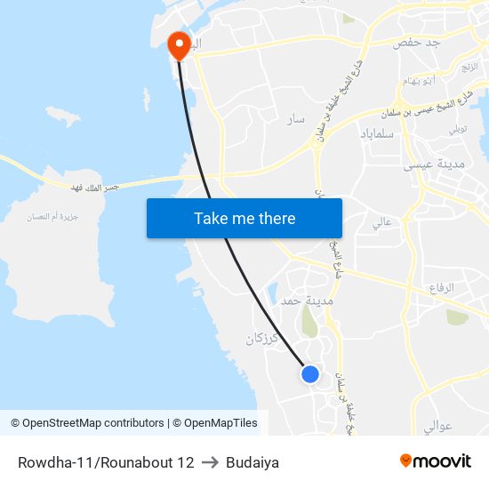 Rowdha-11/Rounabout 12 to Budaiya map