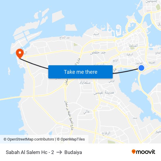 Sabah Al Salem Hc - 2 to Budaiya map