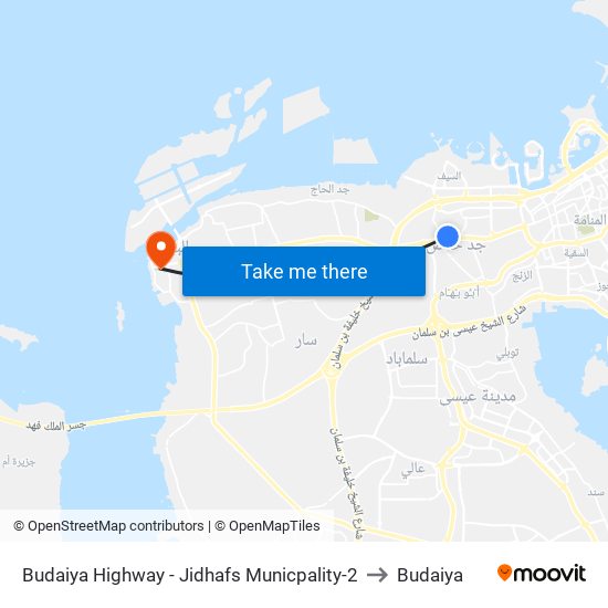 Budaiya Highway - Jidhafs Municpality-2 to Budaiya map