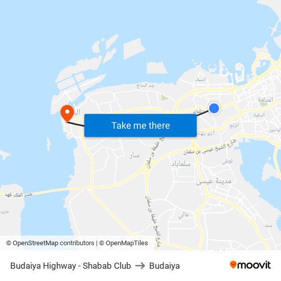 Budaiya Highway - Shabab Club to Budaiya map