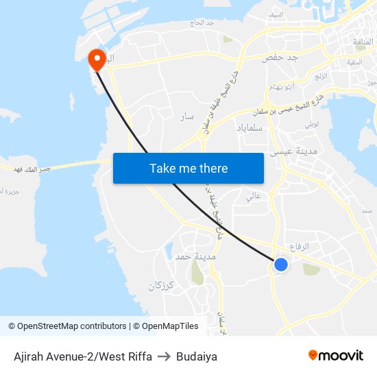Ajirah Avenue-2/West Riffa to Budaiya map