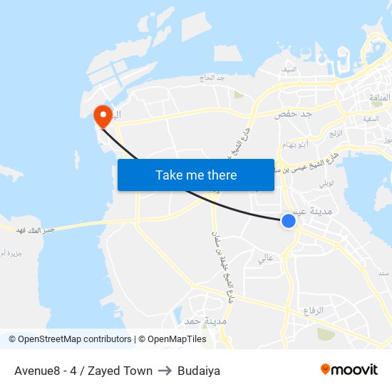 Avenue8 - 4 / Zayed Town to Budaiya map
