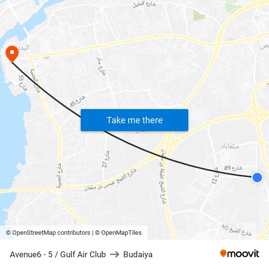 Avenue6 - 5 / Gulf Air Club to Budaiya map