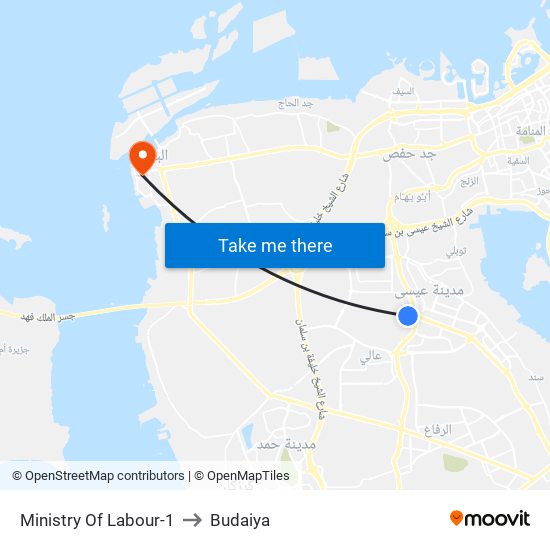 Ministry Of Labour-1 to Budaiya map