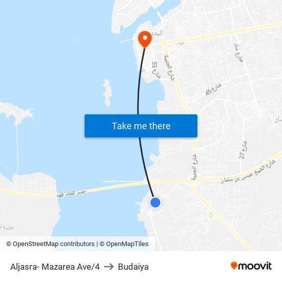 Aljasra- Mazarea Ave/4 to Budaiya map