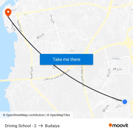 Driving School - 2 to Budaiya map