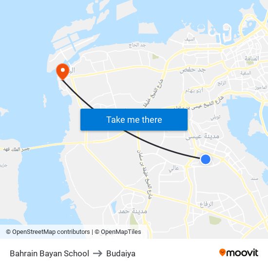 Bahrain Bayan School to Budaiya map