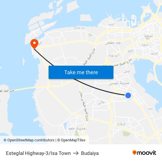 Esteglal Highway-3/Isa Town to Budaiya map