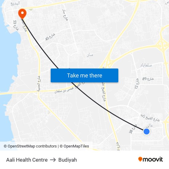 Aali Health Centre to Budiyah map