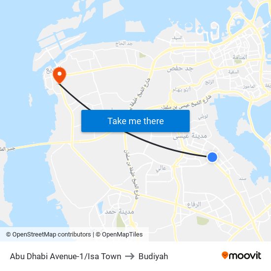 Abu Dhabi Avenue-1/Isa Town to Budiyah map
