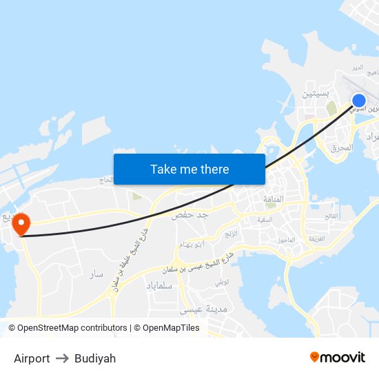 Airport to Budiyah map