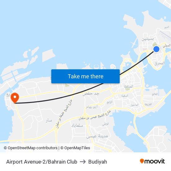 Airport Avenue-2/Bahrain Club to Budiyah map
