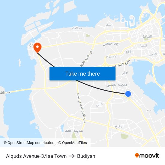 Alquds Avenue-3/Isa Town to Budiyah map