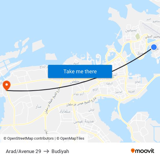 Arad/Avenue 29 to Budiyah map