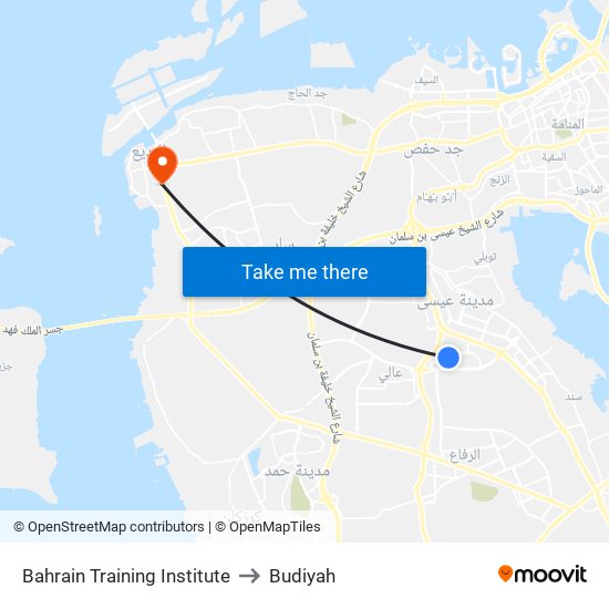 Bahrain Training Institute to Budiyah map