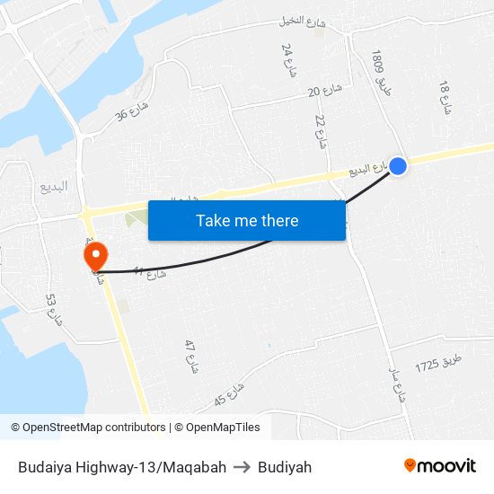 Budaiya Highway-13/Maqabah to Budiyah map