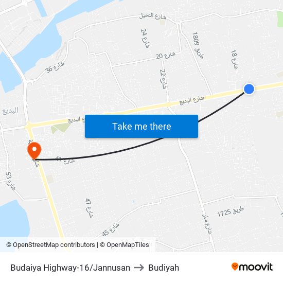 Budaiya Highway-16/Jannusan to Budiyah map