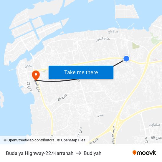 Budaiya Highway-22/Karranah to Budiyah map