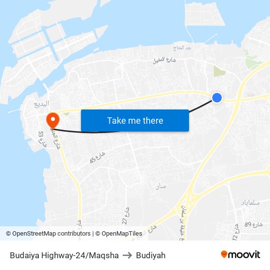 Budaiya Highway-24/Maqsha to Budiyah map