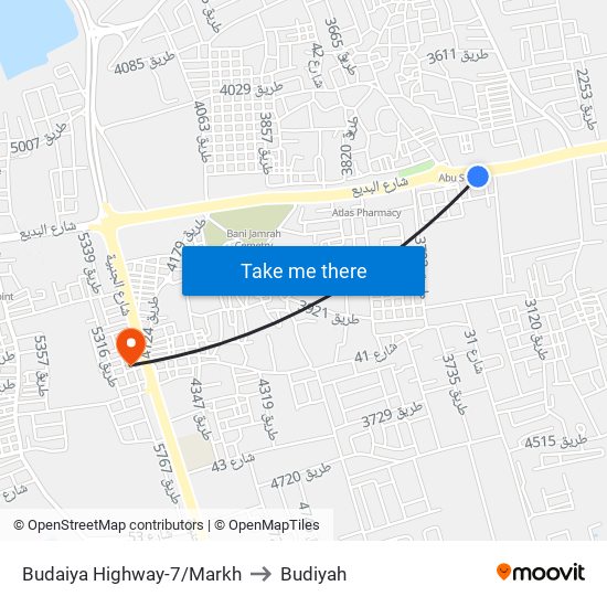 Budaiya Highway-7/Markh to Budiyah map