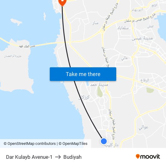 Dar Kulayb Avenue-1 to Budiyah map