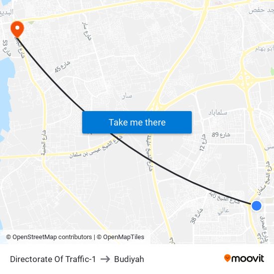 Directorate Of Traffic-1 to Budiyah map