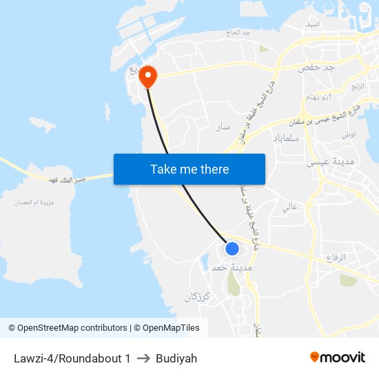 Lawzi-4/Roundabout 1 to Budiyah map