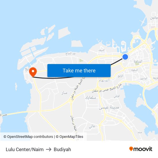 Lulu Center/Naim to Budiyah map