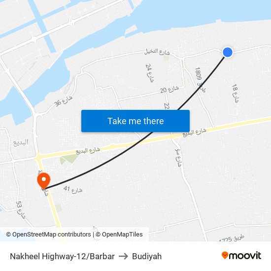 Nakheel Highway-12/Barbar to Budiyah map