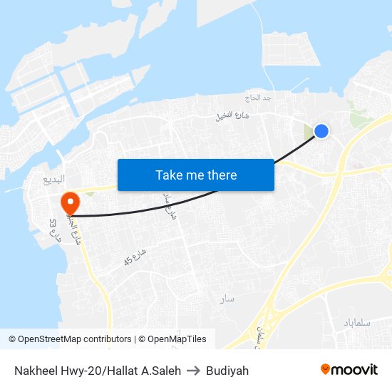 Nakheel Hwy-20/Hallat A.Saleh to Budiyah map