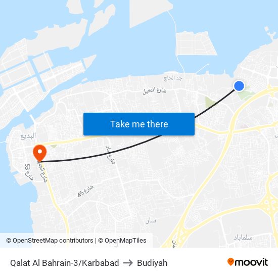 Qalat Al Bahrain-3/Karbabad to Budiyah map
