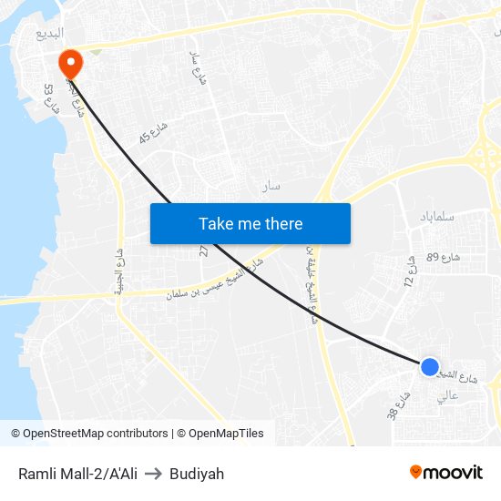 Ramli Mall-2/A'Ali to Budiyah map