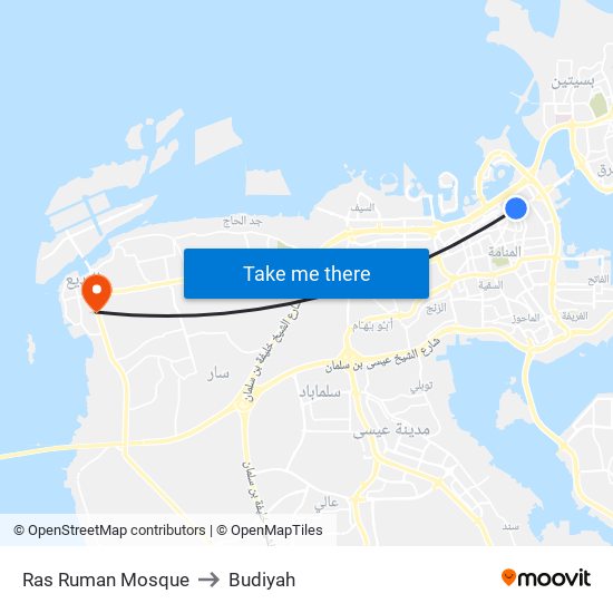 Ras Ruman Mosque to Budiyah map