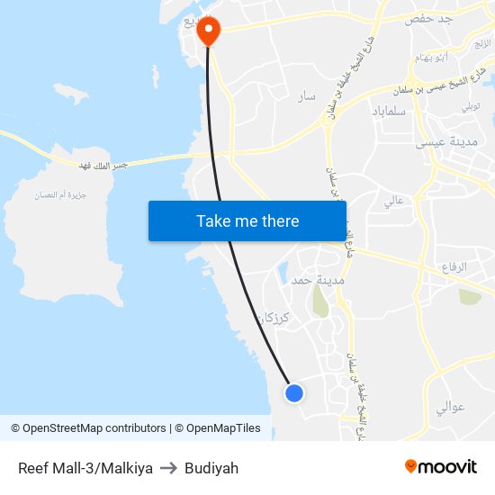 Reef Mall-3/Malkiya to Budiyah map