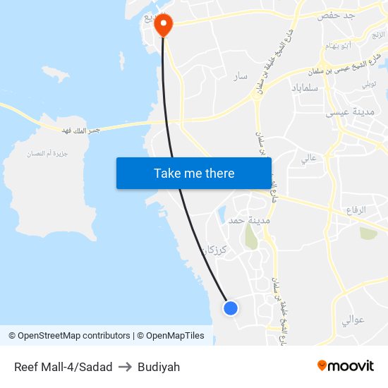 Reef Mall-4/Sadad to Budiyah map