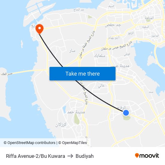 Riffa Avenue-2/Bu Kuwara to Budiyah map